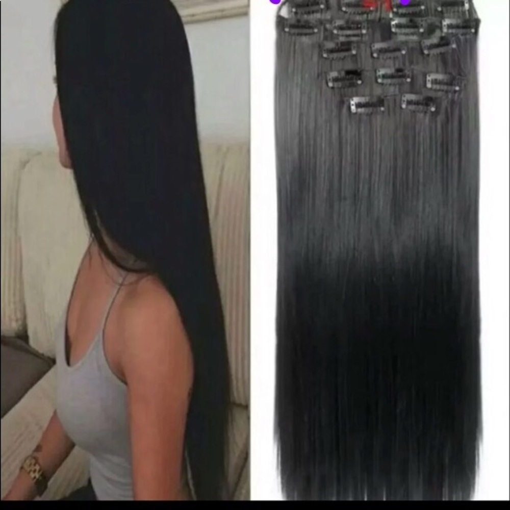 22” 16 Clips hair extension clip in